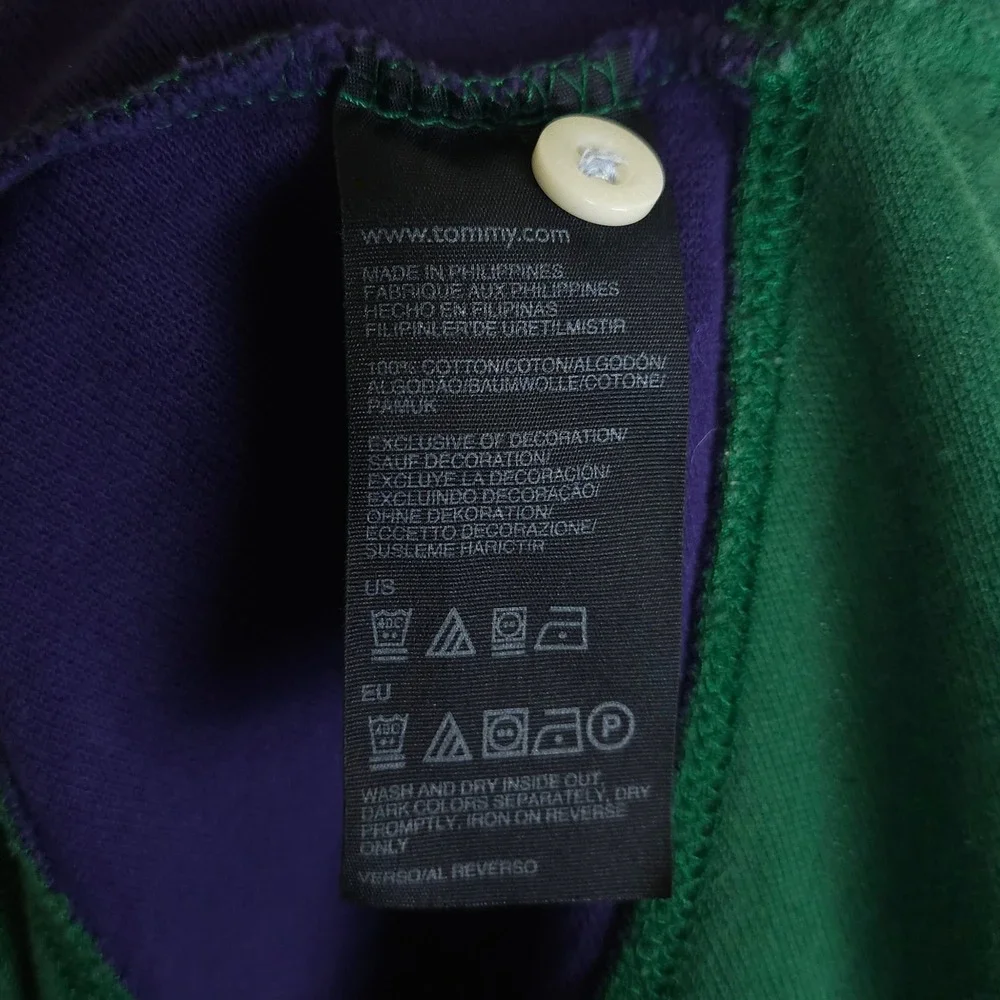 Tommy Hilfiger‎ Rugby Polo Shirt Men's XL Slim Fit Green Purple Big Crest Logo - Picture 7 of 15
